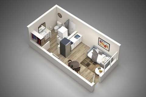 Floor plan for studio, 1 bath, 315 sqft